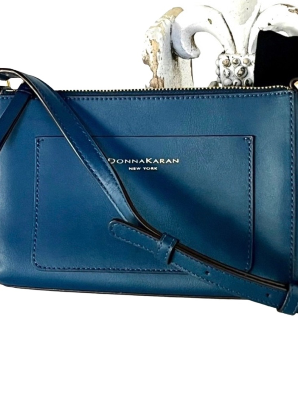 Donna Karen Karla Crossbody Bag | Blue Leather | NWT | Designer Sophisticated